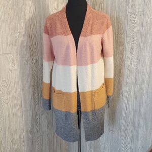 Modern Canvas Chic Colorblock Open Cardigan